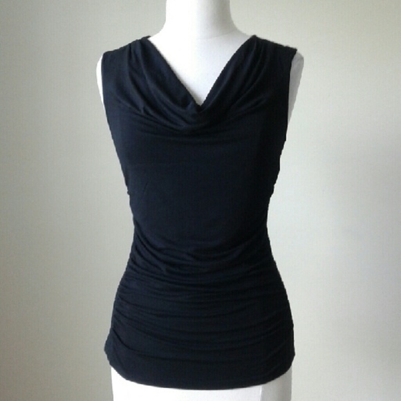 White House Black Market Tops - Sleeveless smocked drape neck shell top