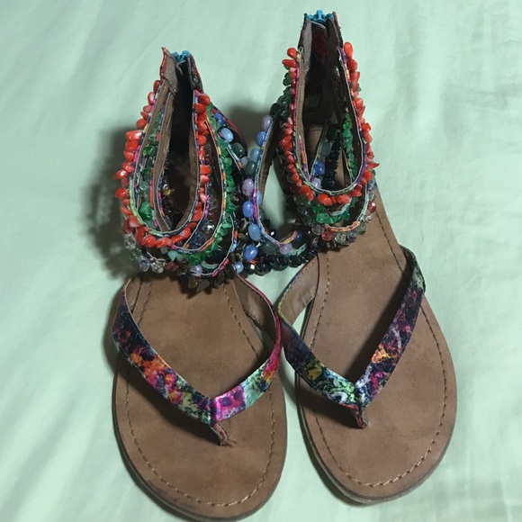 multi coloured gladiator sandals