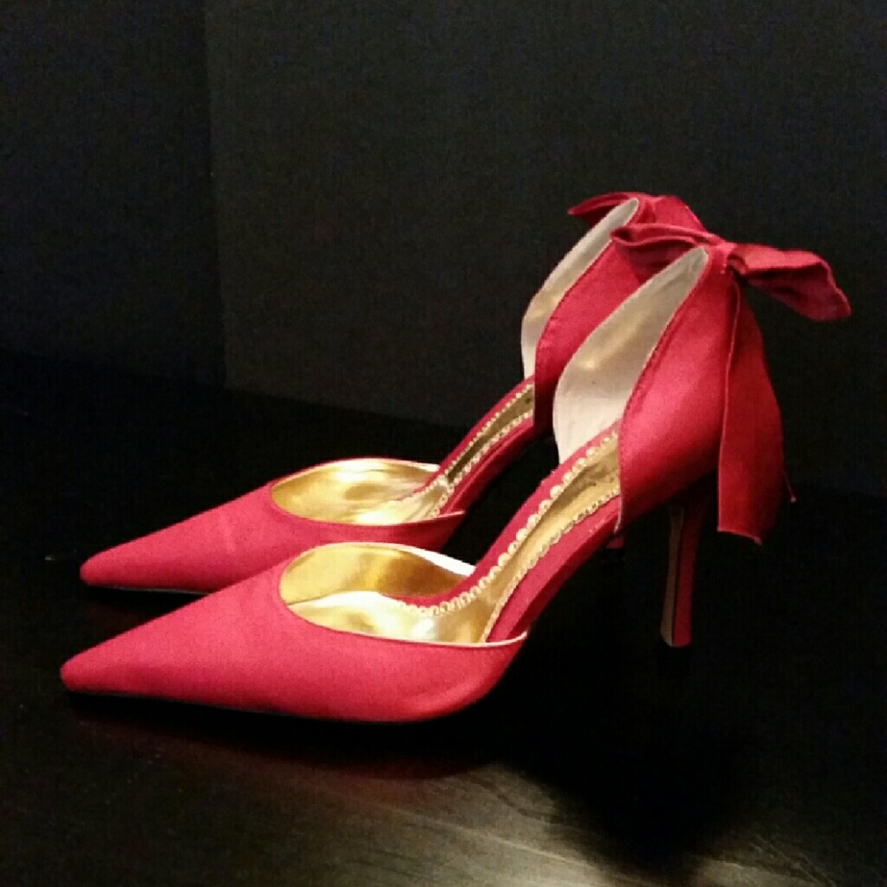 Satin Bow Heels