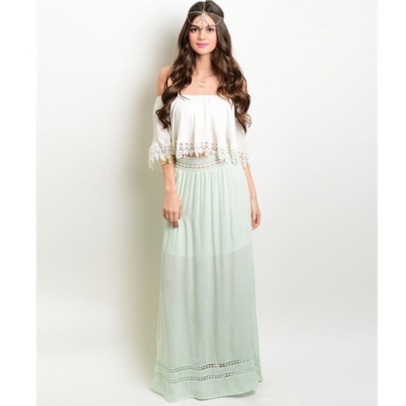 SALE!! •LAST ONE• Sage Long Chic Pastel Maxi Skirt - Picture 3 of 3
