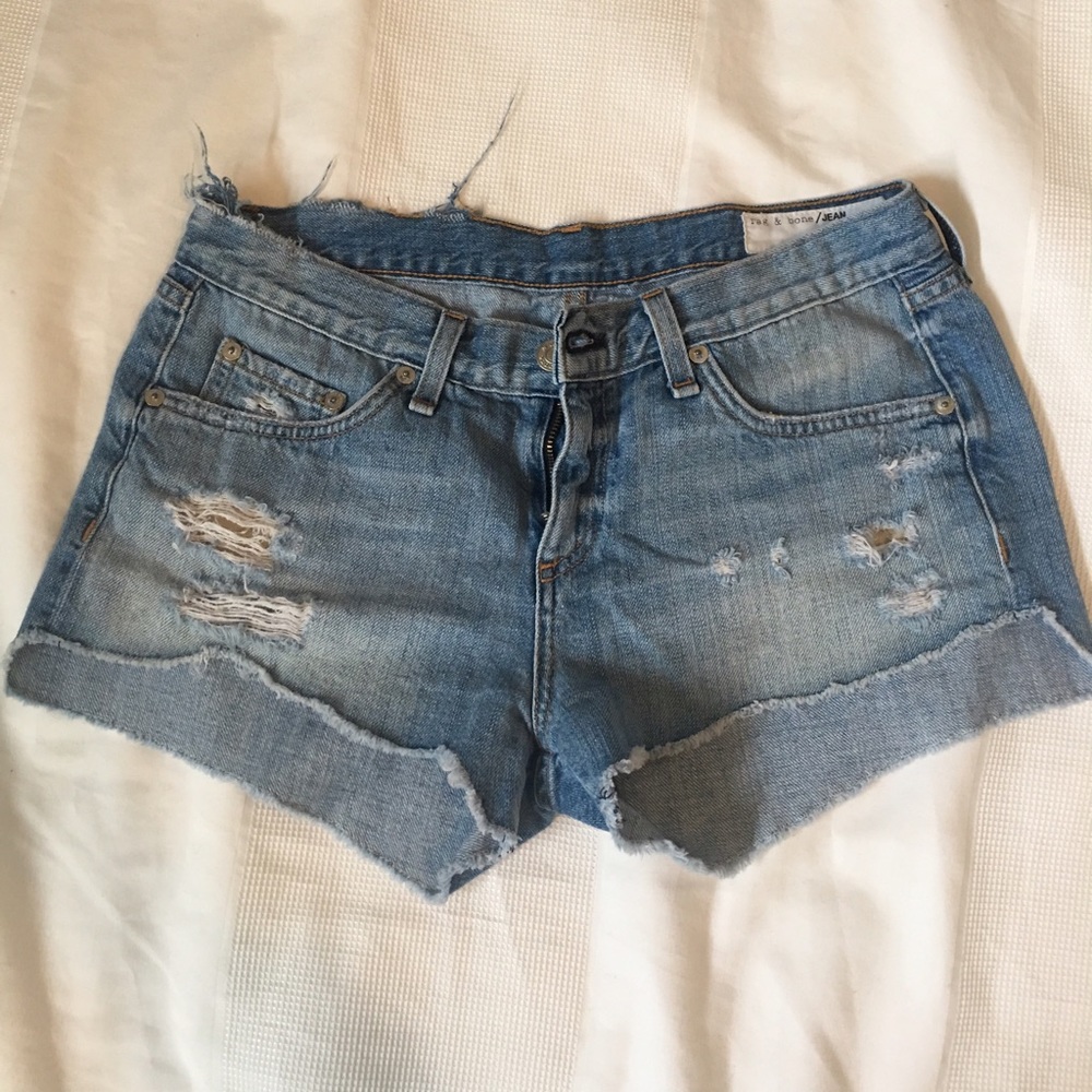 rag & bone Destroyed cutoff denim shorts - GUNNER