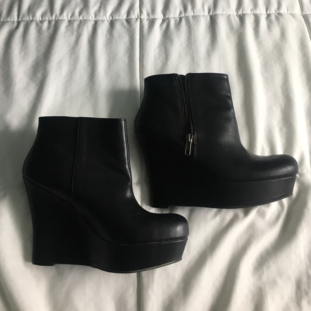 Black Wedge Booties