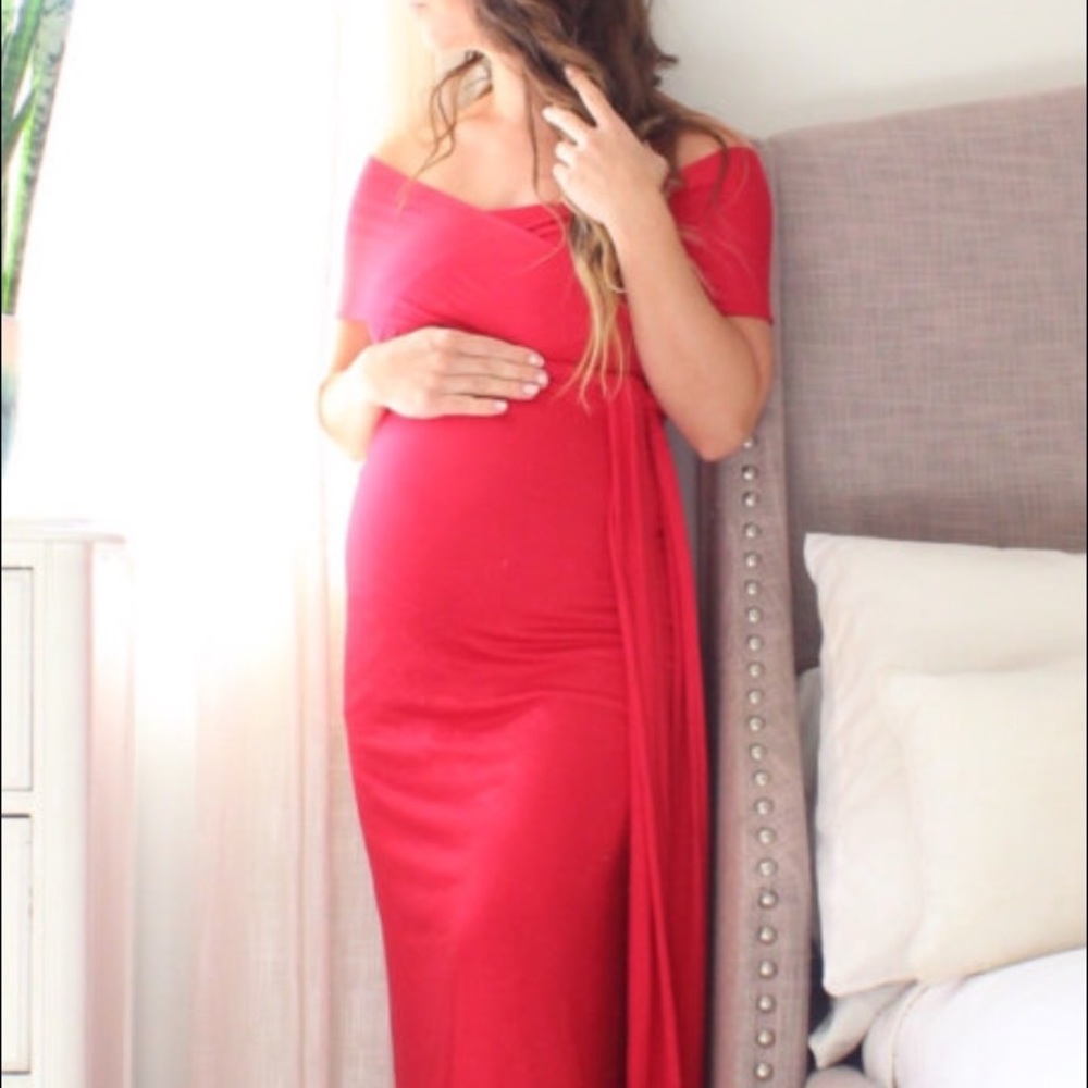 Convertible cotton maternity gown