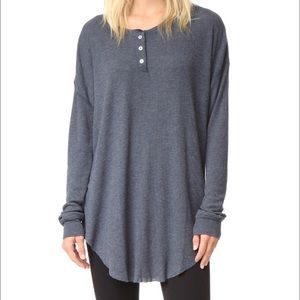 Wildfox Ian Henley Shirt Top Tunic Medium M Blue