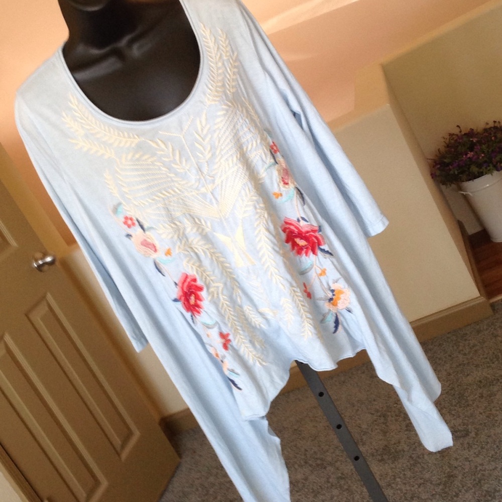 Johnny Was light blue w/embroidery