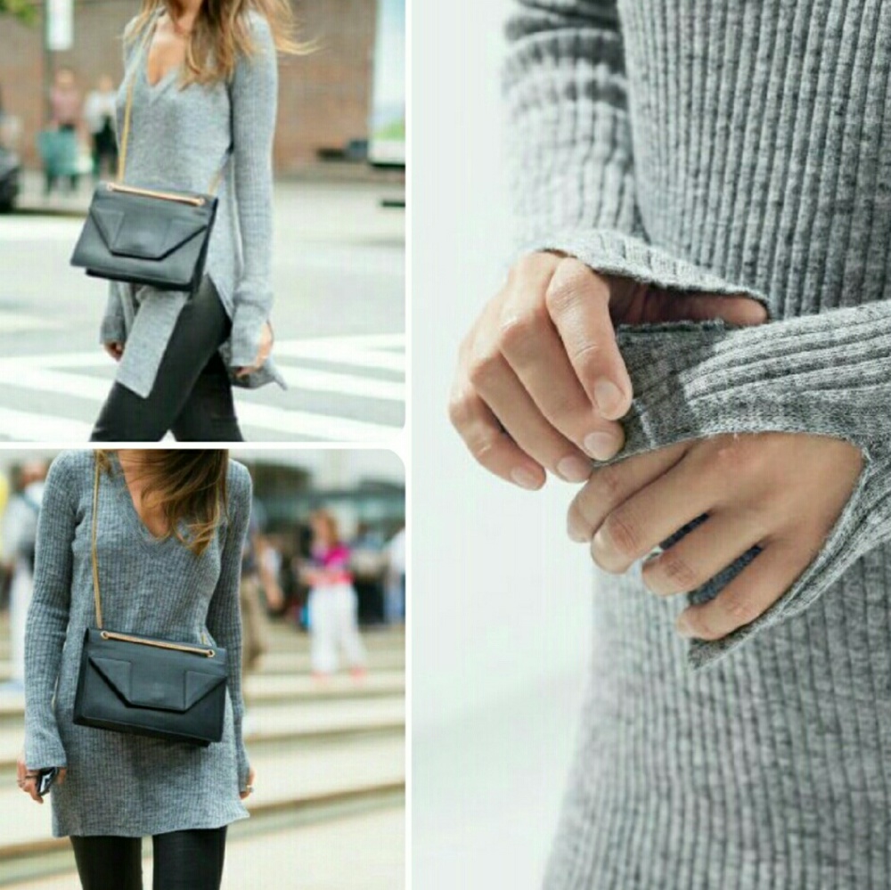 ZARA Knit Ribbed Slit Sweater Dress Medium