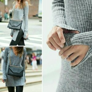 ZARA Knit Ribbed Slit Sweater Dress Medium