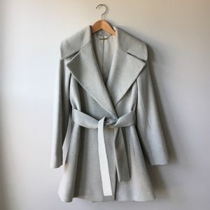 Trina Turk Gray Wool Blend Wrap Coat