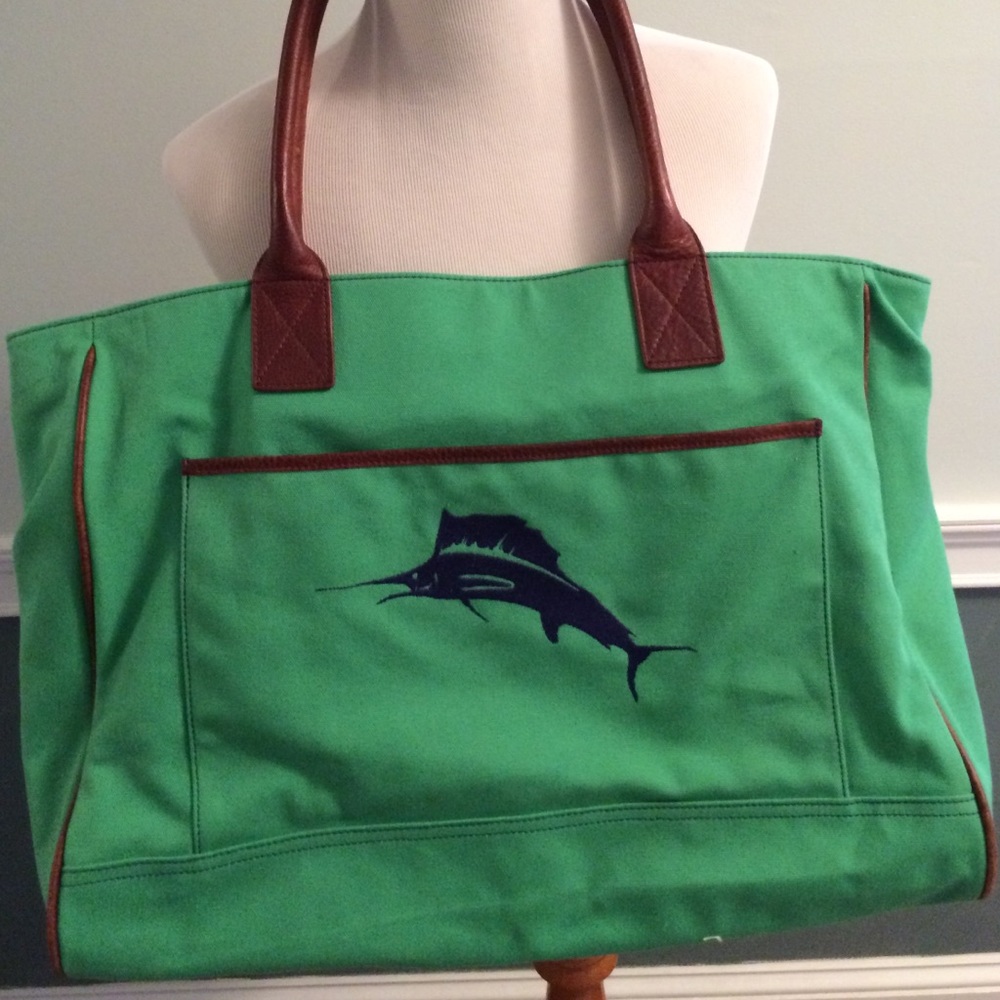 Tommy Bahama canvas & leather tote
