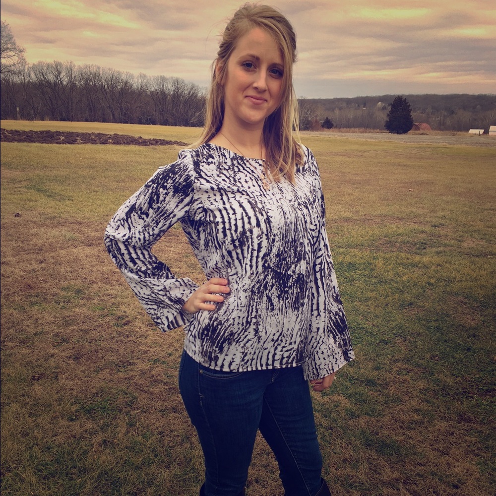 Black & White Long Sleeve Dress Shirt