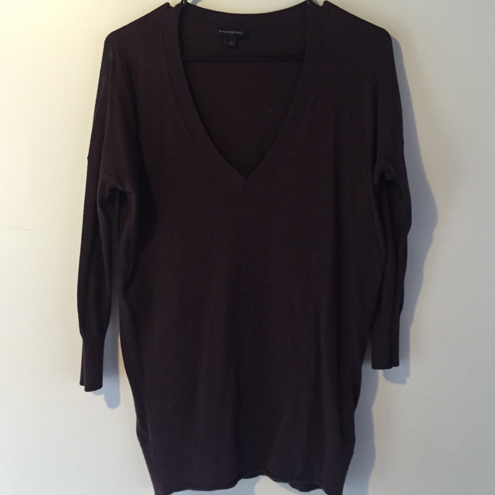 Banana Republic: Deep Purple V-Neck Sweater