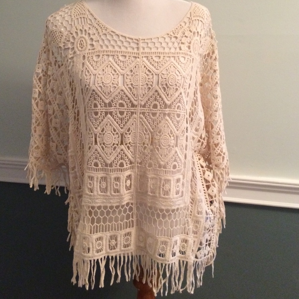 NWT Rafaella cotton crocheted look top