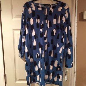 Turqouis, black and white printed dress