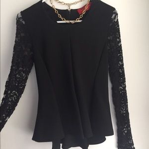 Lace black peplum top