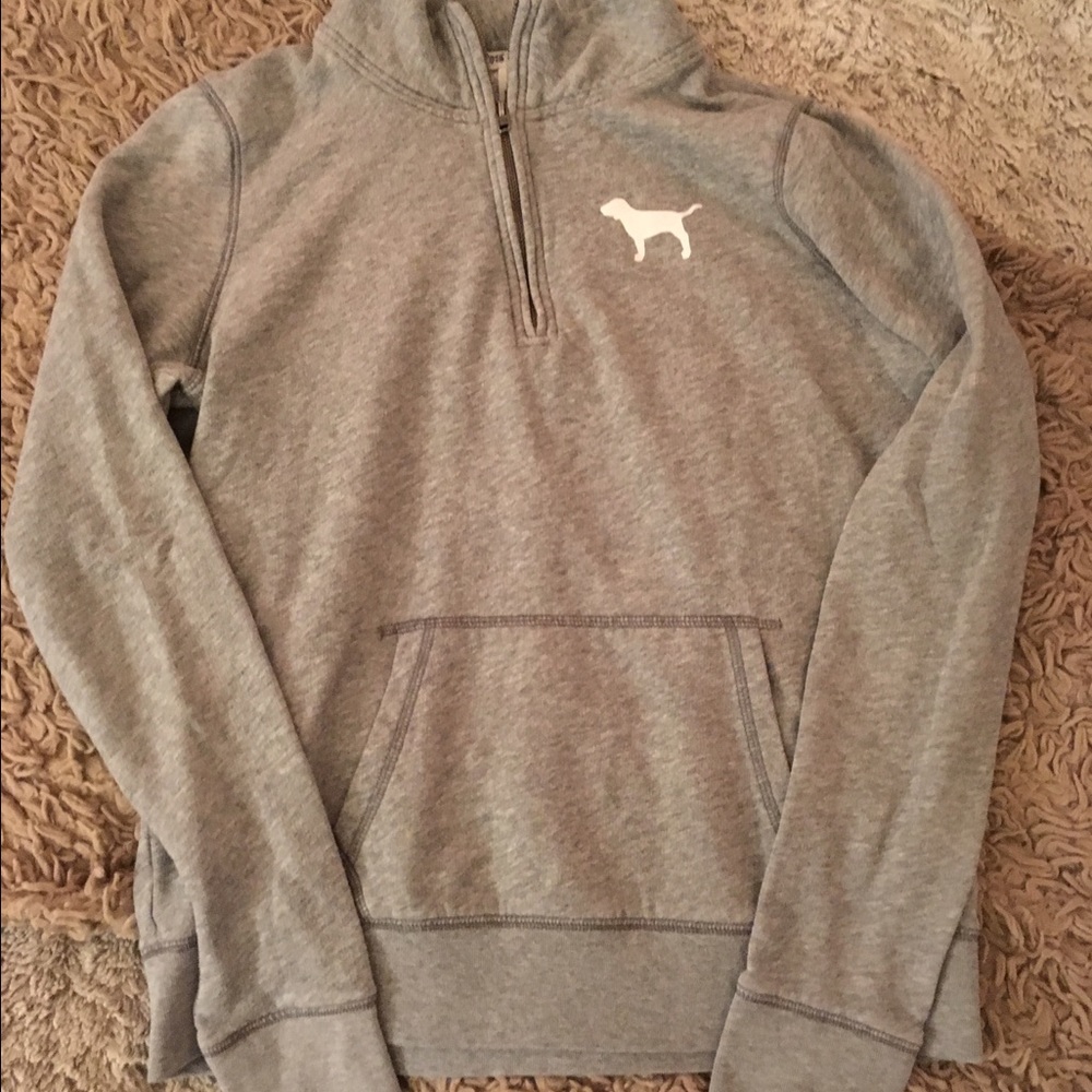 PINK Gray Half-Zip