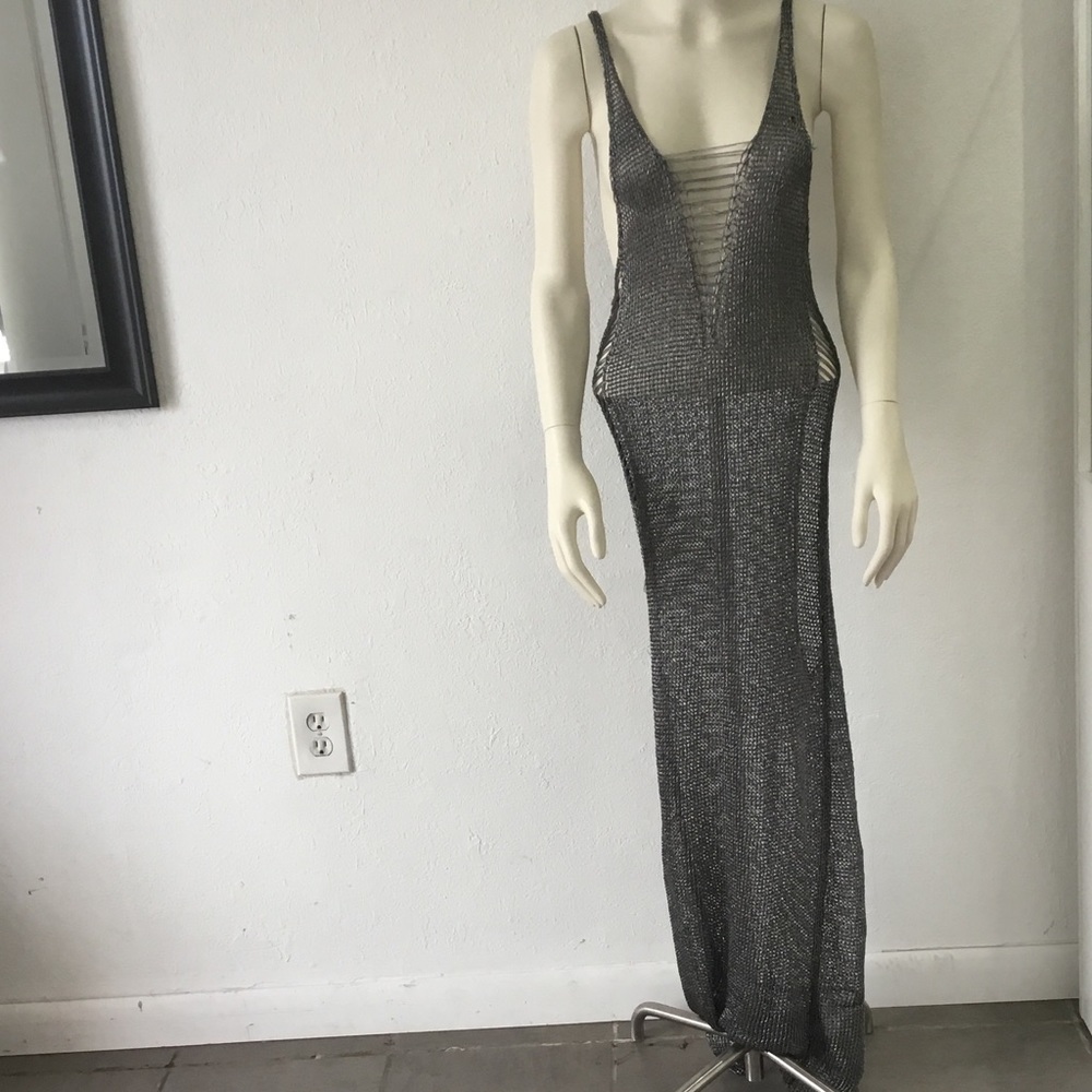 Metallic Black Mesh Dress