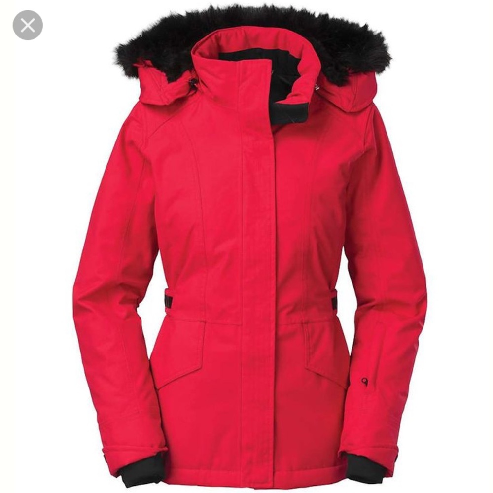 The North Face Tremaya Crop Red Parka Medium