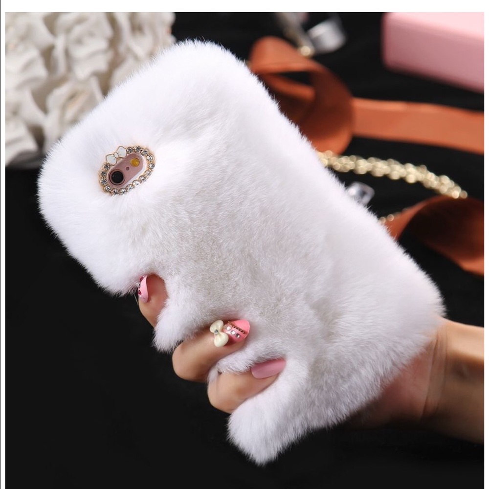 White fluffy iPhone case