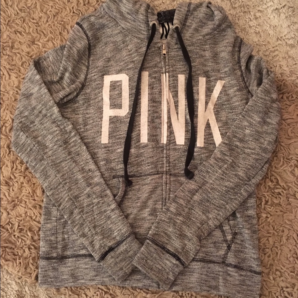 PINK Dark Gray Zip-Up