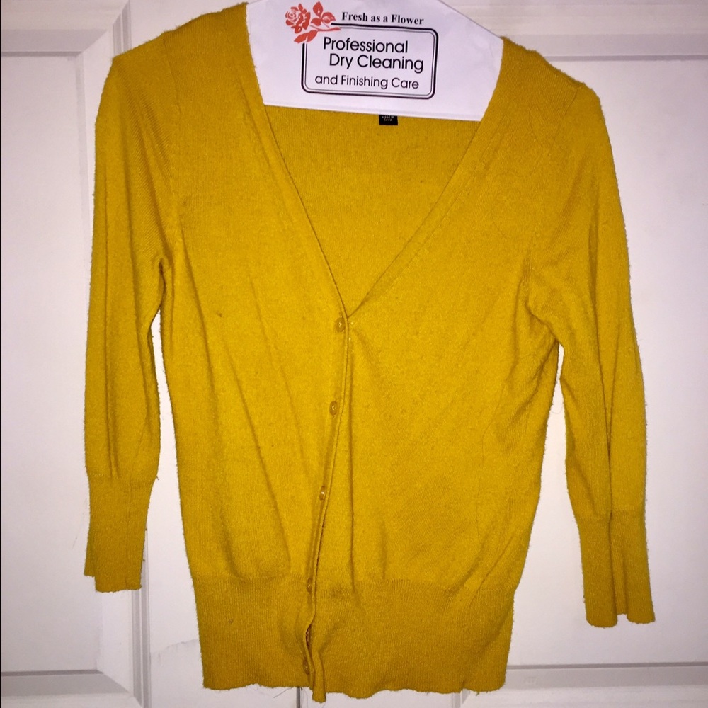 3/4 sleeve mustard cardigan
