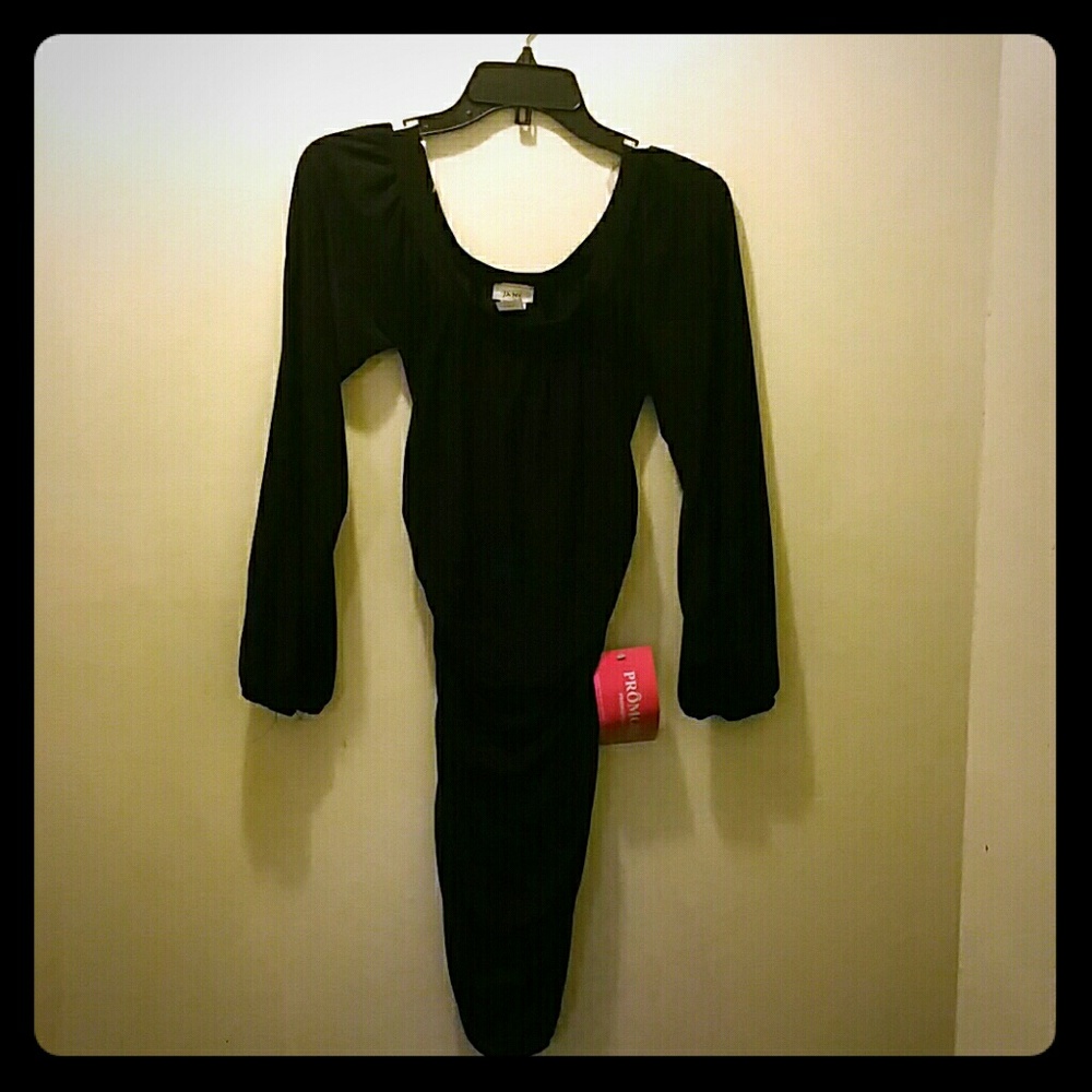 *NEW PRICE*Black Cocktail Dress with Long Sleeves - Picture 2 of 3