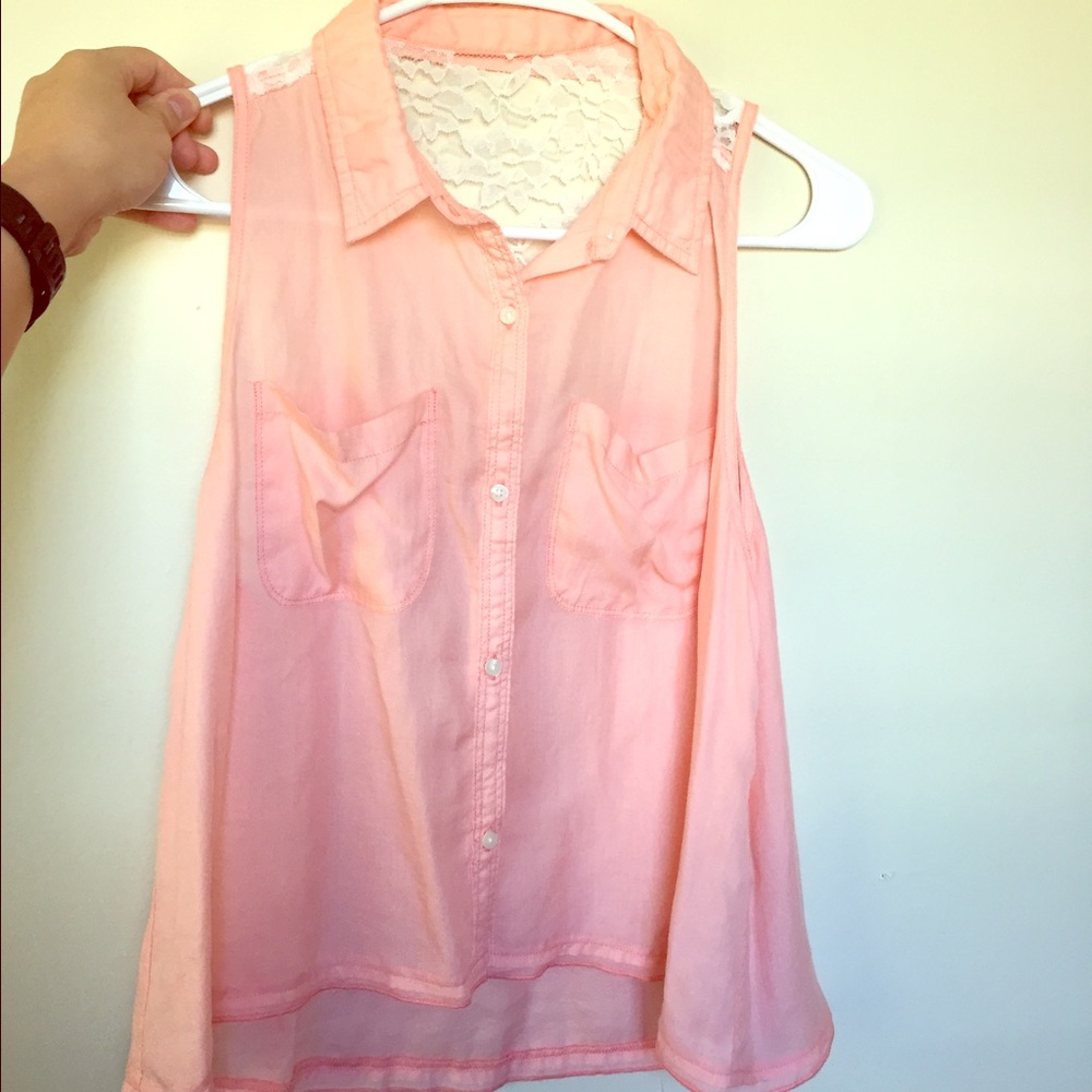 AF crop peach pink shirt