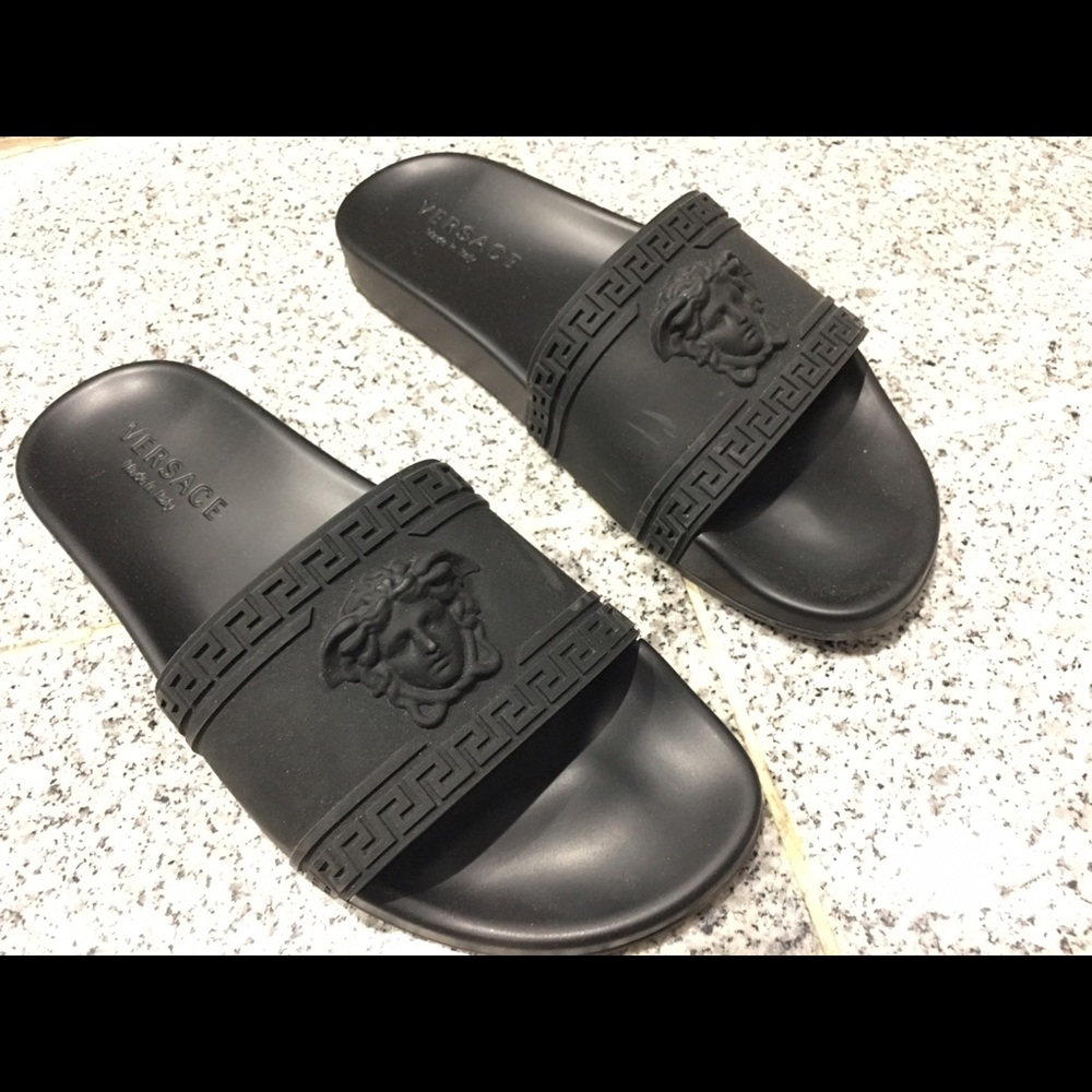 Versace black slides
