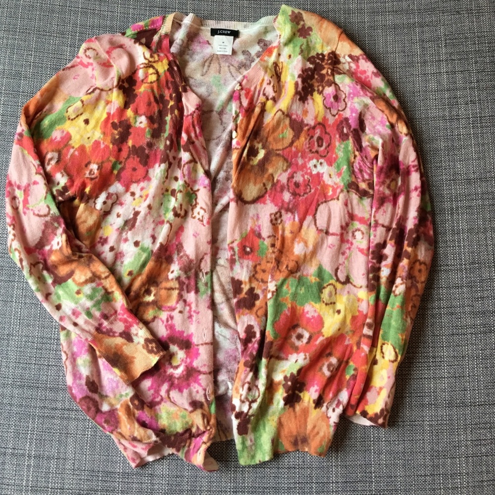 J. Crew Watercolor Floral Cardigan