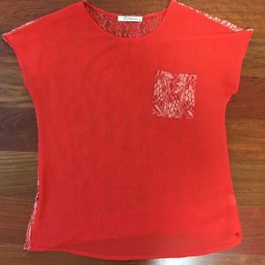 Lovely laced rouge orange blouse