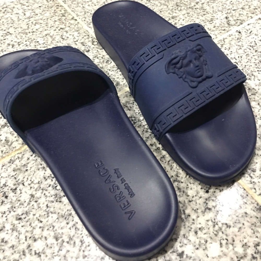 Versace blue slides size 10