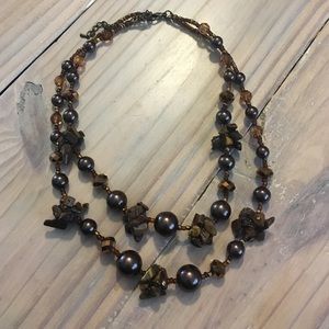 Brown bead and stone Necklace. Make me an offer!