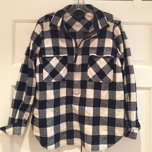 Navy buffalo check half zip