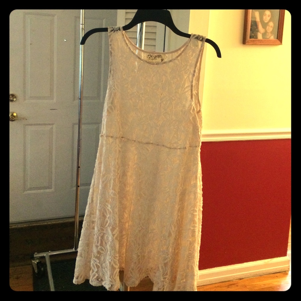Free People Sheer Cream Floral Lace Dress