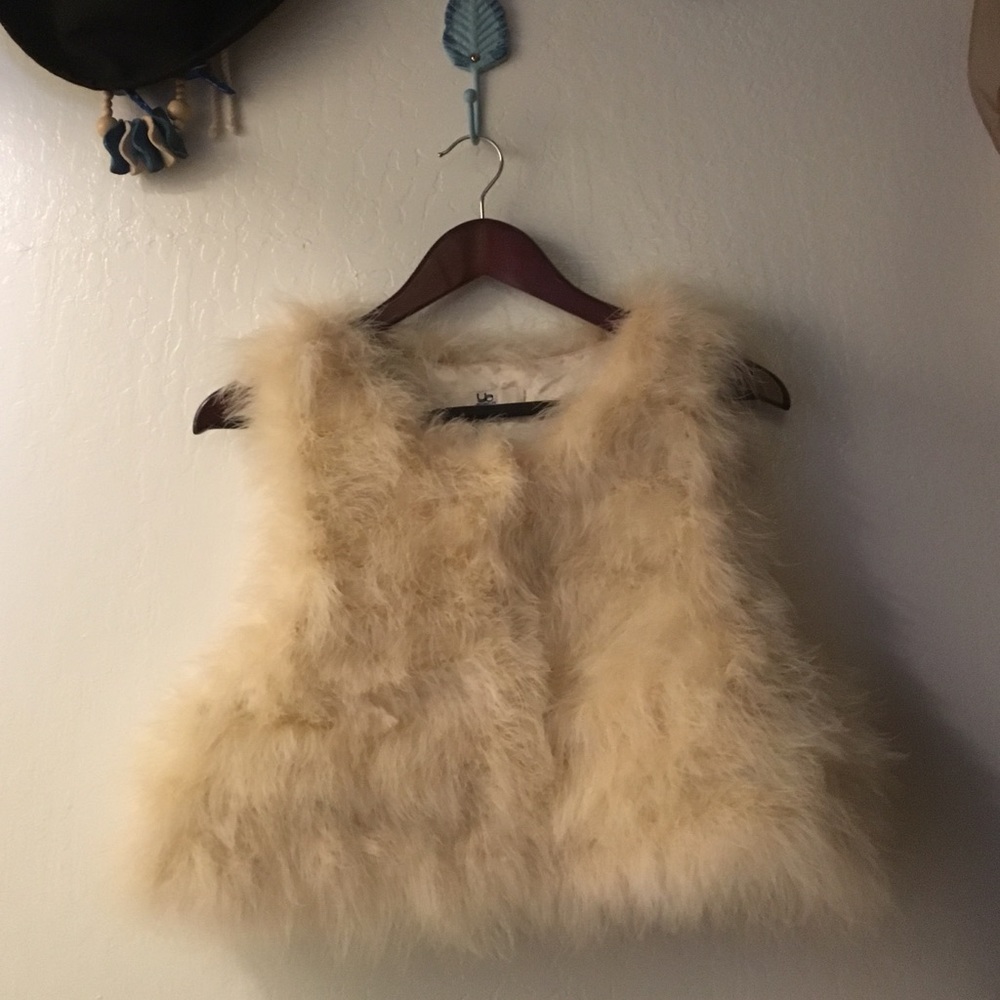 Vintage Cream Ostrich Fur Vest Small