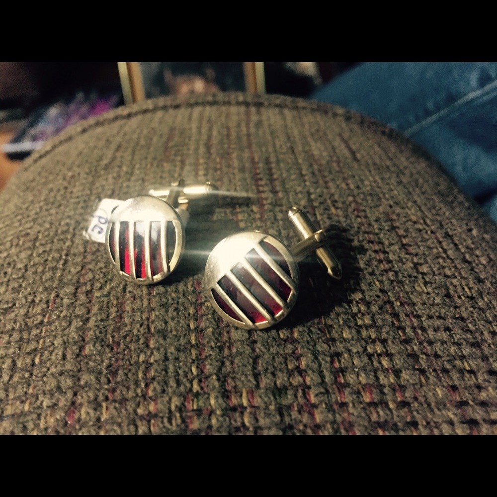 Vintage Gold tone Red Ruby Cufflinks by SWANK