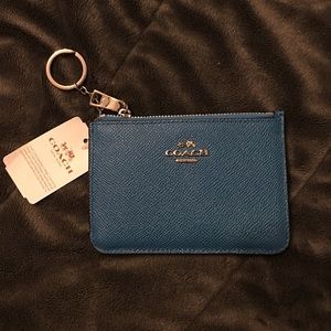 Coach Key Pouch in Blue/Peacock