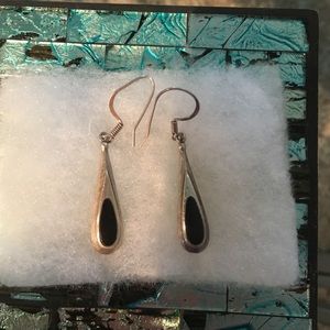Sterling silver and onyx earrings