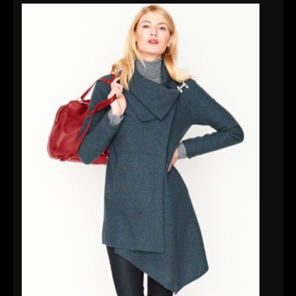 Garnet Hill Asymmetrical Boiled Wool Coat