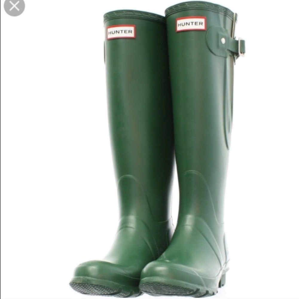 Hunter boots tall matte green