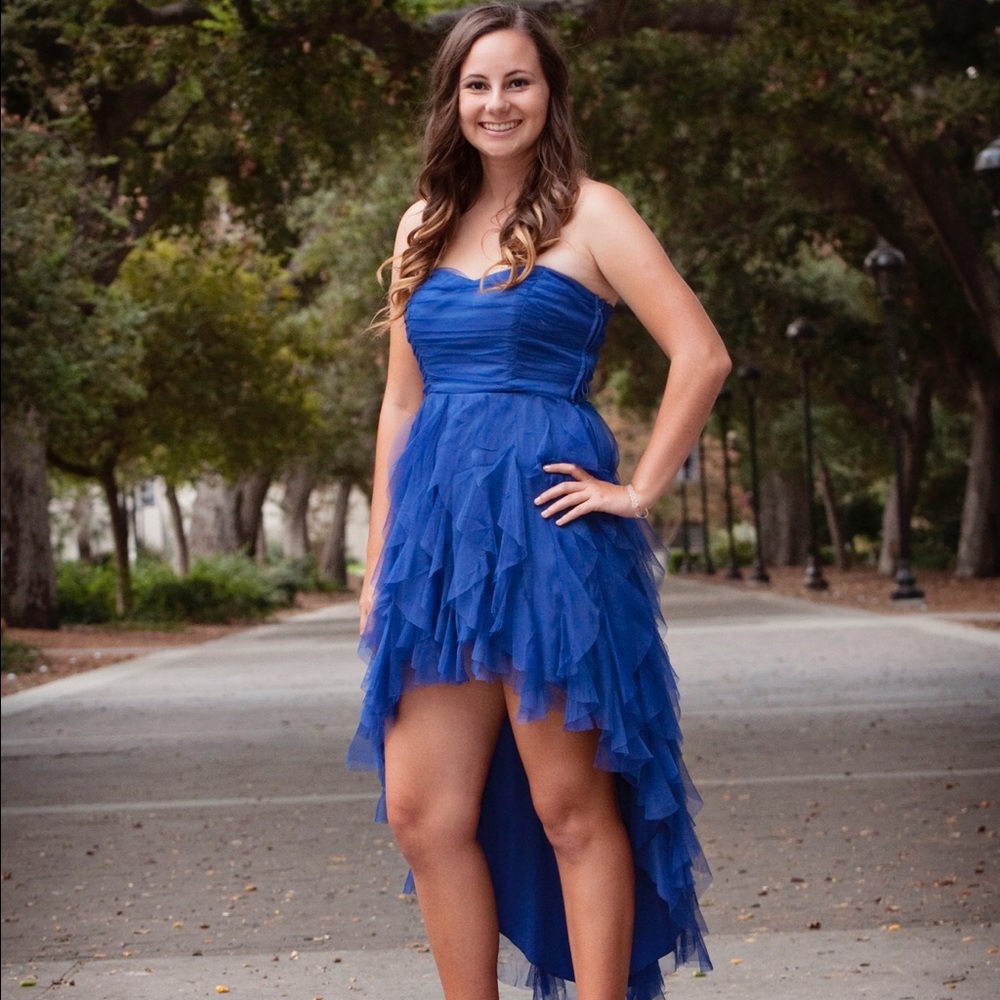 royal blue high-low dress