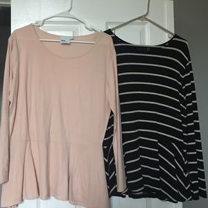 2 ASOS Curve long sleeve peplum tops US 16