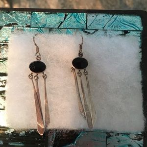 Sterling silver and onyx earrings