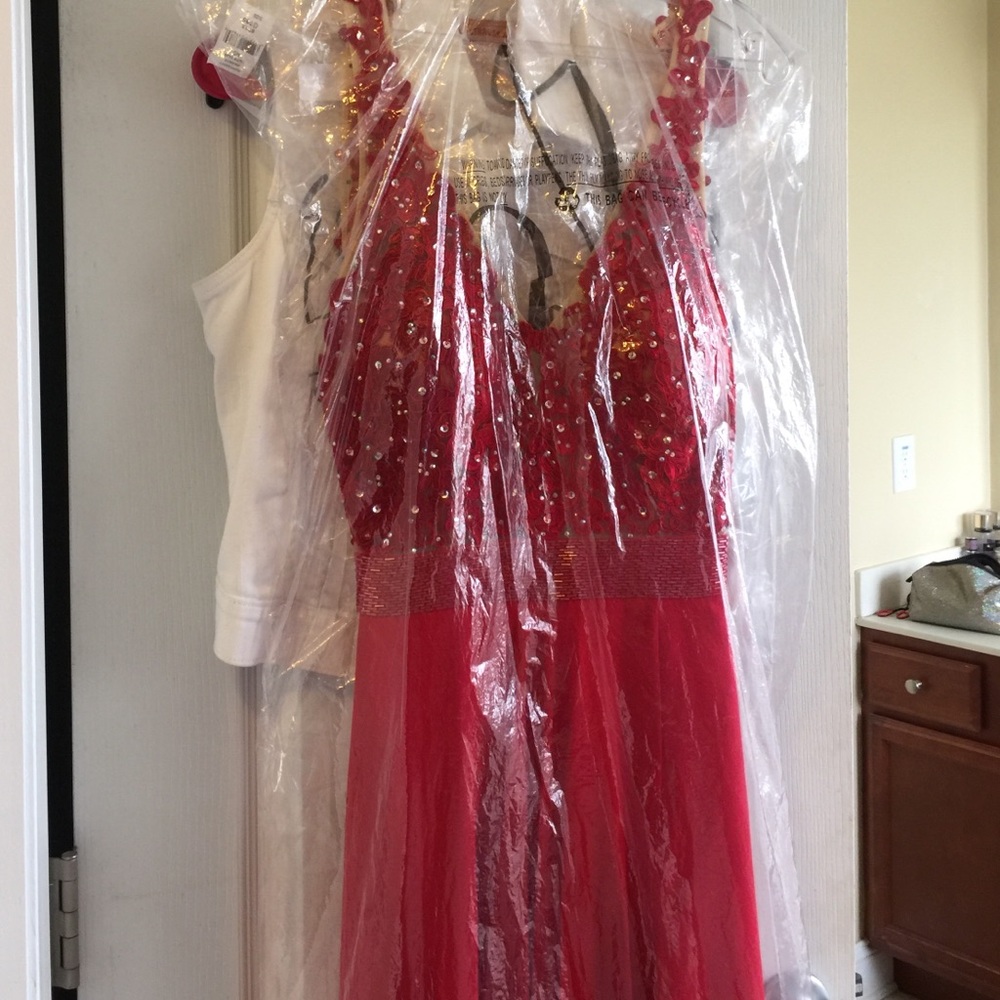 Long red formal gown
