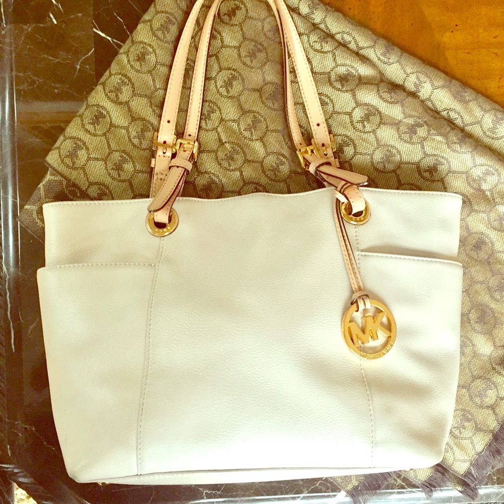 Michael Kors white leather tote