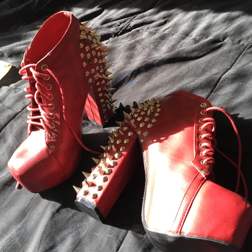 Red, spiked vintage heels