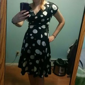 Black and White Polka Dot Silky Dress