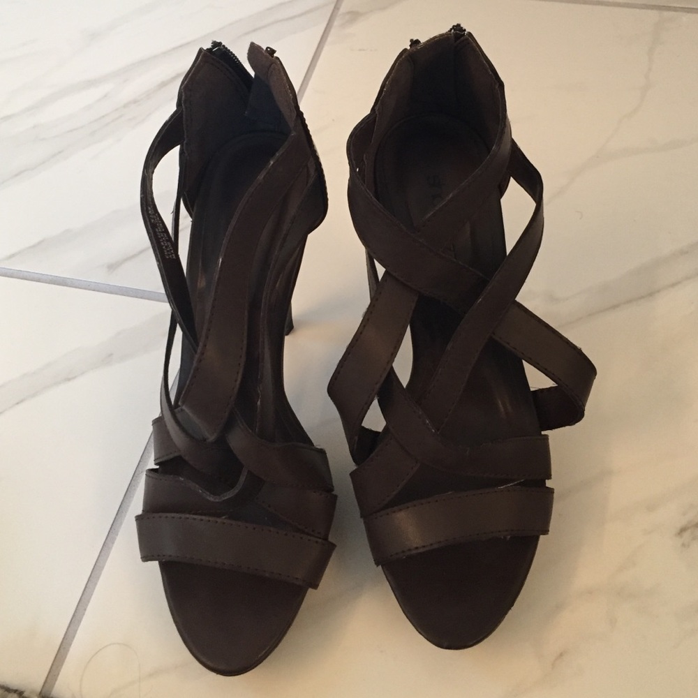 Shoe Zazzle Brown Heel with Zipper Back