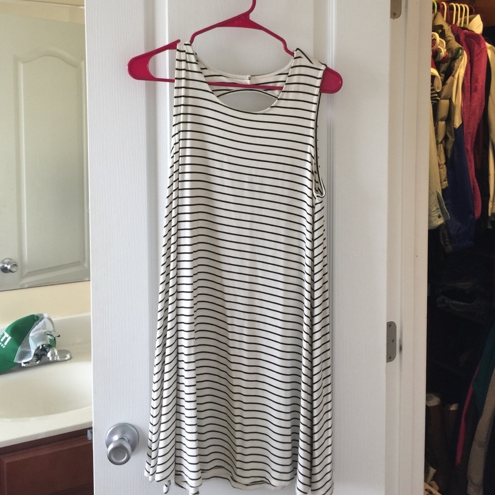 Black and white shift dress