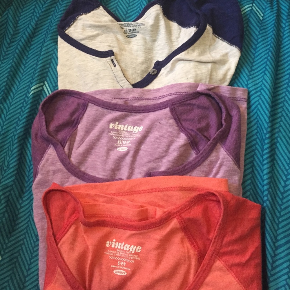 Set of 3 Baseball Tee Night Shirts