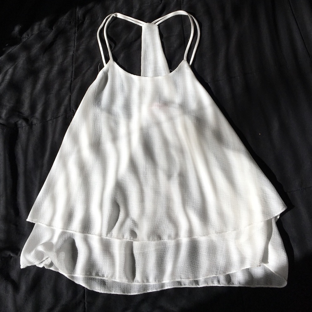 Small, White Vivace Layered Crop Top